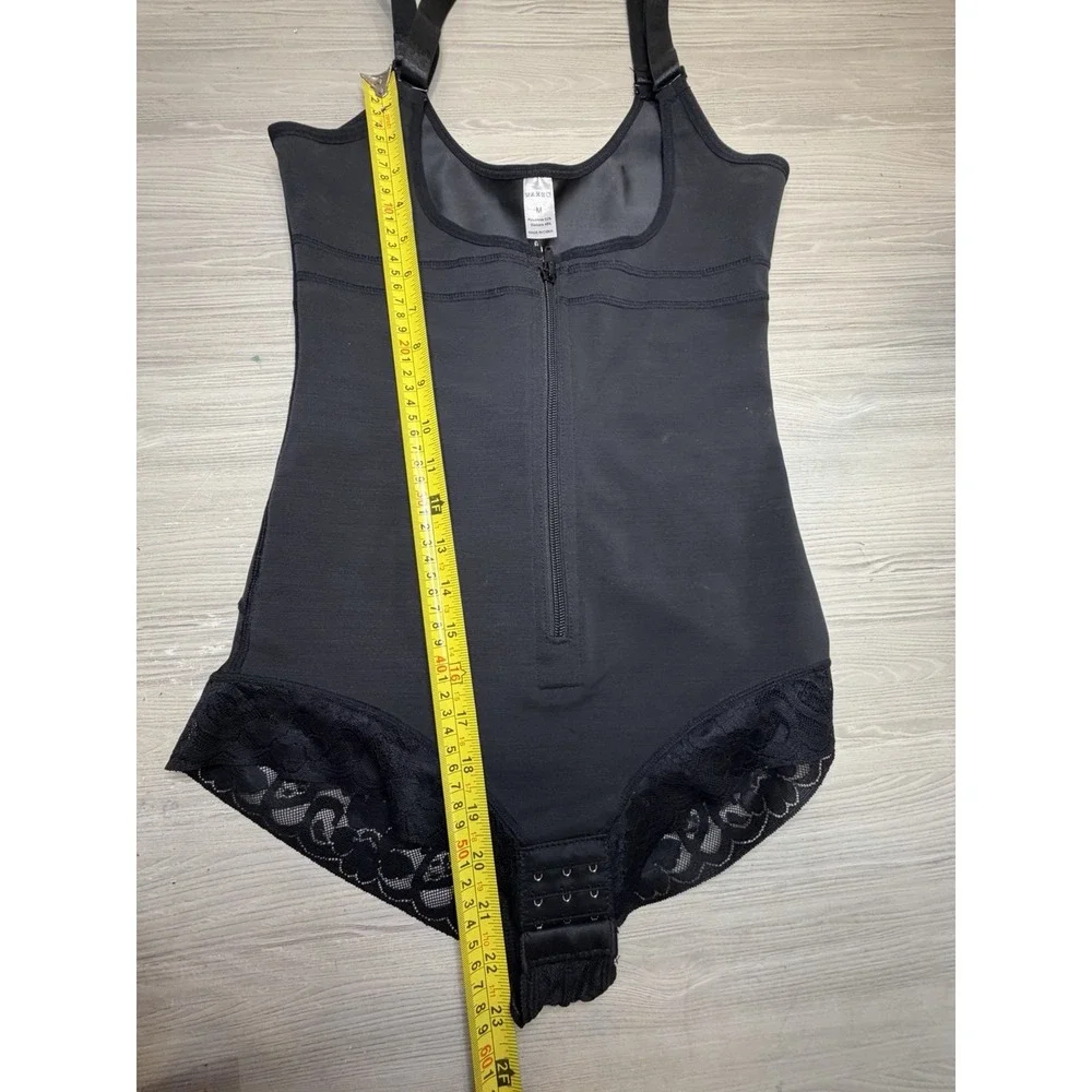 Bodysuit Shapewear Open Bust Black Adjustable Straps Size Medium Lace